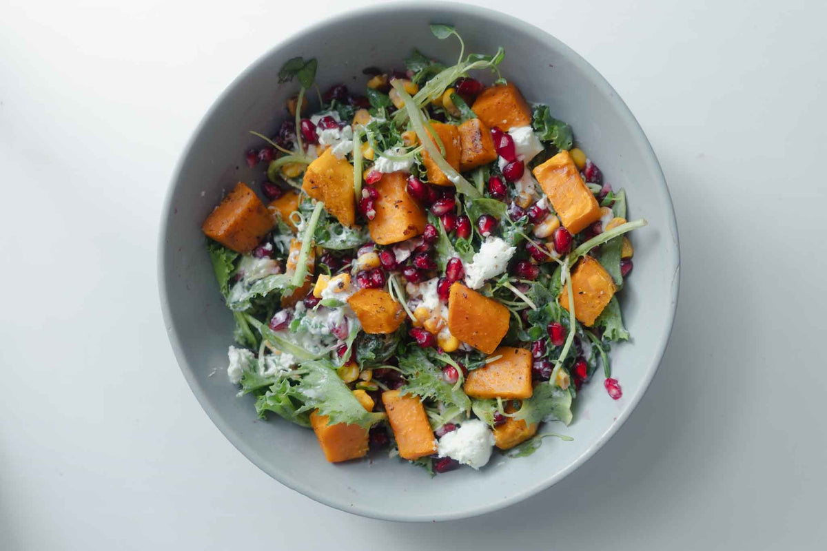 Goats cheese Pomegranate and Sweet Potato Salad